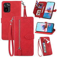 Coque Portefeuille Livre Cuir Etui Clapet S06D pour Xiaomi Redmi Note 10 4G Rouge