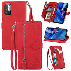 Coque Portefeuille Livre Cuir Etui Clapet S06D pour Xiaomi Redmi Note 10 5G Rouge