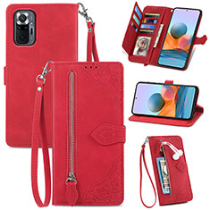 Coque Portefeuille Livre Cuir Etui Clapet S06D pour Xiaomi Redmi Note 10 Pro 4G Rouge
