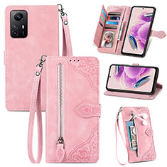 Coque Portefeuille Livre Cuir Etui Clapet S06D pour Xiaomi Redmi Note 12S Rose