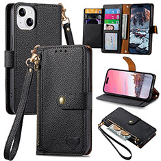 Coque Portefeuille Livre Cuir Etui Clapet S07D pour Apple iPhone 13 Noir