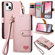 Coque Portefeuille Livre Cuir Etui Clapet S07D pour Apple iPhone 14 Plus Rose