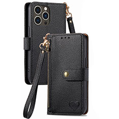 Coque Portefeuille Livre Cuir Etui Clapet S07D pour Apple iPhone 14 Pro Noir