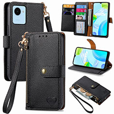 Coque Portefeuille Livre Cuir Etui Clapet S07D pour Realme C30s Noir