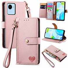 Coque Portefeuille Livre Cuir Etui Clapet S07D pour Realme C30s Rose