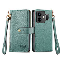 Coque Portefeuille Livre Cuir Etui Clapet S07D pour Realme GT3 5G Vert