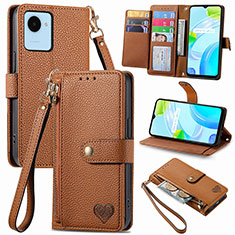 Coque Portefeuille Livre Cuir Etui Clapet S07D pour Realme Narzo 50i Prime Marron