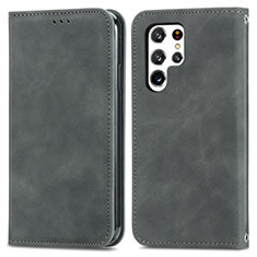 Coque Portefeuille Livre Cuir Etui Clapet S07D pour Samsung Galaxy S22 Ultra 5G Gris