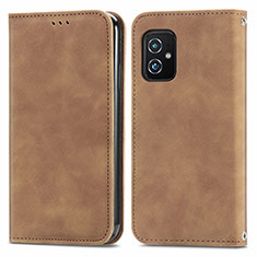 Coque Portefeuille Livre Cuir Etui Clapet S08D pour Asus Zenfone 8 ZS590KS Marron