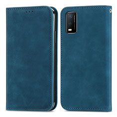 Coque Portefeuille Livre Cuir Etui Clapet S08D pour Vivo Y3s (2021) Bleu