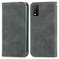 Coque Portefeuille Livre Cuir Etui Clapet S08D pour Vivo Y3s (2021) Gris