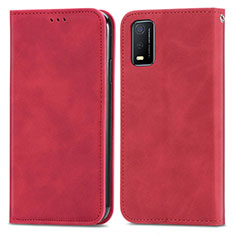 Coque Portefeuille Livre Cuir Etui Clapet S08D pour Vivo Y3s (2021) Rouge