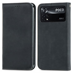 Coque Portefeuille Livre Cuir Etui Clapet S08D pour Xiaomi Poco X4 Pro 5G Noir