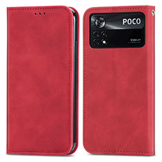 Coque Portefeuille Livre Cuir Etui Clapet S08D pour Xiaomi Redmi Note 11E Pro 5G Rouge