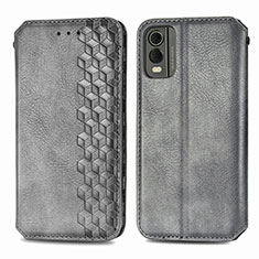 Coque Portefeuille Livre Cuir Etui Clapet S09D pour Nokia C210 Gris