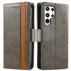 Coque Portefeuille Livre Cuir Etui Clapet S10D pour Samsung Galaxy S21 Ultra 5G Gris