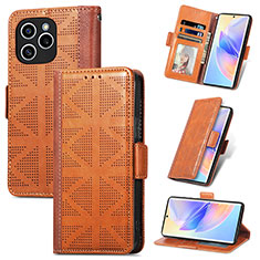 Coque Portefeuille Livre Cuir Etui Clapet S11D pour Huawei Honor 60 SE 5G Marron