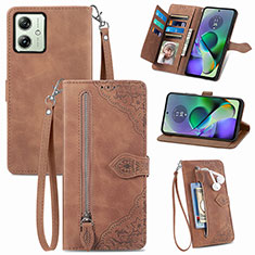 Coque Portefeuille Livre Cuir Etui Clapet S14D pour Motorola Moto G54 5G Marron