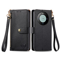 Coque Portefeuille Livre Cuir Etui Clapet S15D pour Huawei Mate 60 Pro Noir