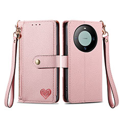 Coque Portefeuille Livre Cuir Etui Clapet S15D pour Huawei Mate 60 Pro Rose