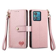 Coque Portefeuille Livre Cuir Etui Clapet S15D pour Motorola Moto G84 5G Rose