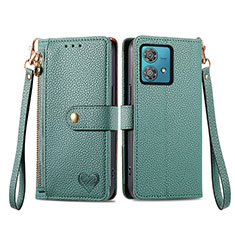 Coque Portefeuille Livre Cuir Etui Clapet S15D pour Motorola Moto G84 5G Vert