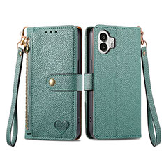 Coque Portefeuille Livre Cuir Etui Clapet S15D pour Nothing Phone 2 Vert