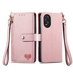 Coque Portefeuille Livre Cuir Etui Clapet S15D pour Oppo A18 Rose