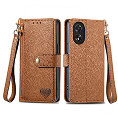 Coque Portefeuille Livre Cuir Etui Clapet S15D pour Oppo A58 4G Marron