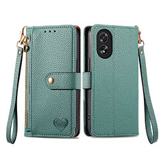 Coque Portefeuille Livre Cuir Etui Clapet S15D pour Oppo A58 4G Vert