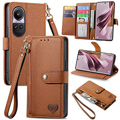 Coque Portefeuille Livre Cuir Etui Clapet S15D pour Oppo Reno10 5G Marron