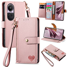 Coque Portefeuille Livre Cuir Etui Clapet S15D pour Oppo Reno10 Pro 5G Rose