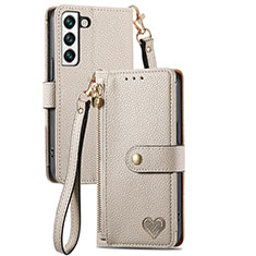 Coque Portefeuille Livre Cuir Etui Clapet S15D pour Samsung Galaxy S22 Plus 5G Gris