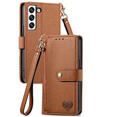 Coque Portefeuille Livre Cuir Etui Clapet S15D pour Samsung Galaxy S25 5G Marron