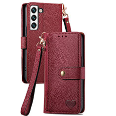 Coque Portefeuille Livre Cuir Etui Clapet S15D pour Samsung Galaxy S25 5G Rouge