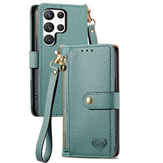 Coque Portefeuille Livre Cuir Etui Clapet S15D pour Samsung Galaxy S25 Ultra 5G Vert