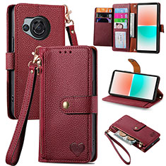 Coque Portefeuille Livre Cuir Etui Clapet S15D pour Sharp Aquos R8 Rouge