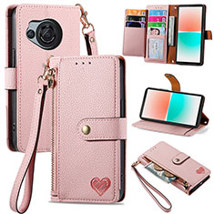 Coque Portefeuille Livre Cuir Etui Clapet S15D pour Sharp Aquos R8s Rose