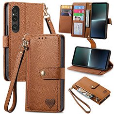 Coque Portefeuille Livre Cuir Etui Clapet S15D pour Sony Xperia 1 V Marron