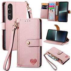 Coque Portefeuille Livre Cuir Etui Clapet S15D pour Sony Xperia 1 V Rose