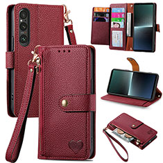 Coque Portefeuille Livre Cuir Etui Clapet S15D pour Sony Xperia 1 V Rouge