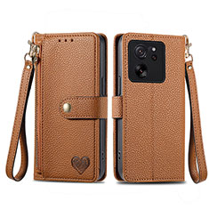 Coque Portefeuille Livre Cuir Etui Clapet S15D pour Xiaomi Mi 13T 5G Marron