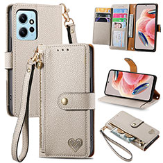 Coque Portefeuille Livre Cuir Etui Clapet S15D pour Xiaomi Redmi Note 12 4G Gris