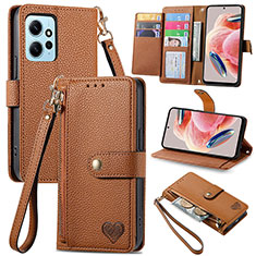 Coque Portefeuille Livre Cuir Etui Clapet S15D pour Xiaomi Redmi Note 12 4G Marron