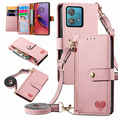 Coque Portefeuille Livre Cuir Etui Clapet S16D pour Motorola Moto G84 5G Rose