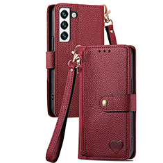 Coque Portefeuille Livre Cuir Etui Clapet S16D pour Samsung Galaxy S24 5G Rouge