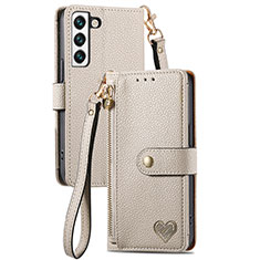 Coque Portefeuille Livre Cuir Etui Clapet S16D pour Samsung Galaxy S25 Plus 5G Gris