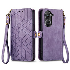 Coque Portefeuille Livre Cuir Etui Clapet S17D pour Asus Zenfone 9 Violet
