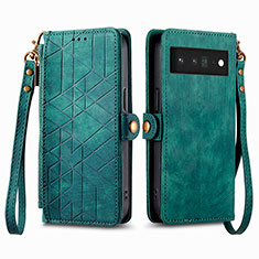 Coque Portefeuille Livre Cuir Etui Clapet S17D pour Google Pixel 6 Pro 5G Vert