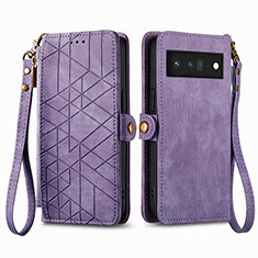 Coque Portefeuille Livre Cuir Etui Clapet S17D pour Google Pixel 6 Pro 5G Violet